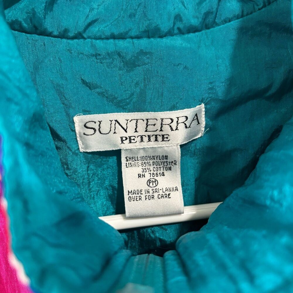 Sunterra Vintage 80's Windbreaker Full Zip Jacket Pink Green Squares Women's PM - Picture 4 of 8